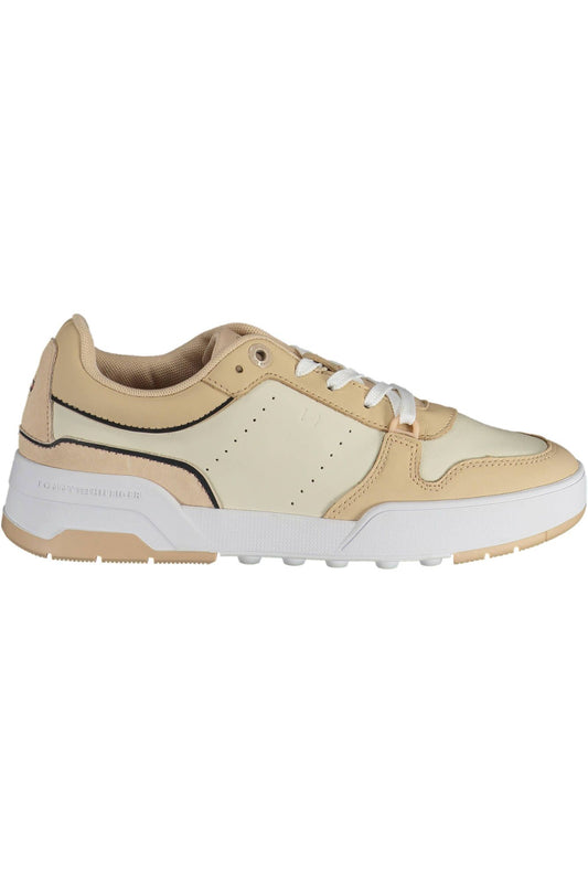 Beige Leather Women Sneaker - GLAMHUB BOUTIQUE 