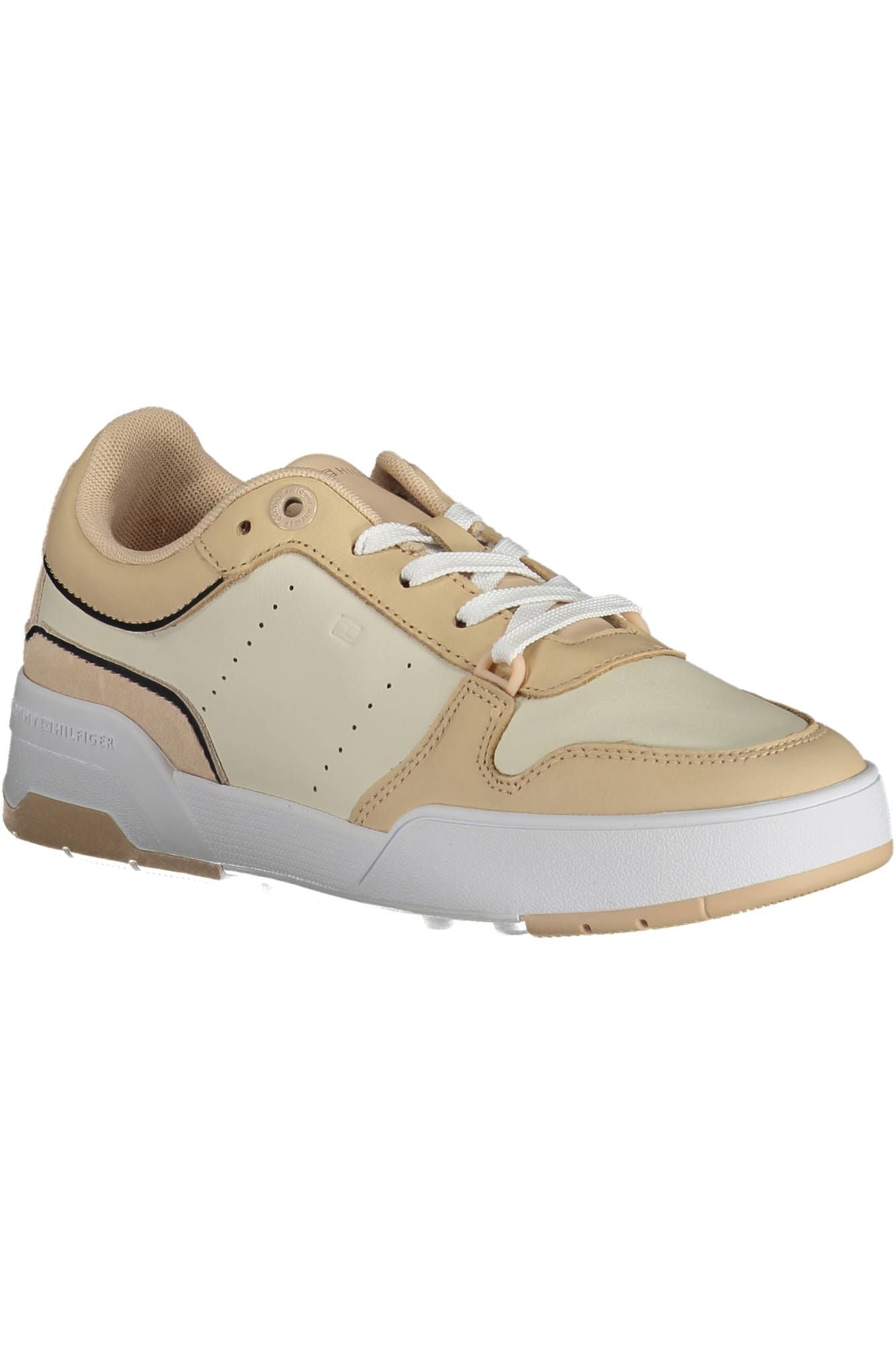 Beige Leather Women Sneaker - GLAMHUB BOUTIQUE 