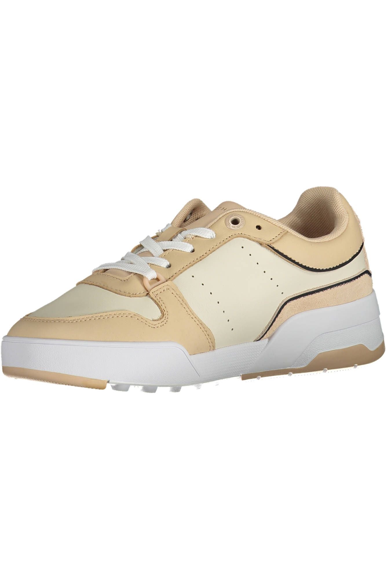 Beige Leather Women Sneaker - GLAMHUB BOUTIQUE 