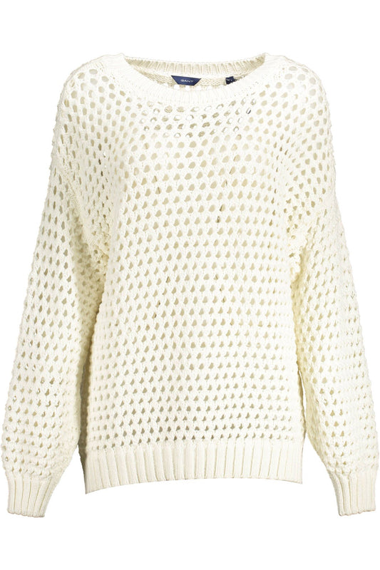 White Cotton Women Sweater - GlamHub Luxury and Icon Brand Clothing