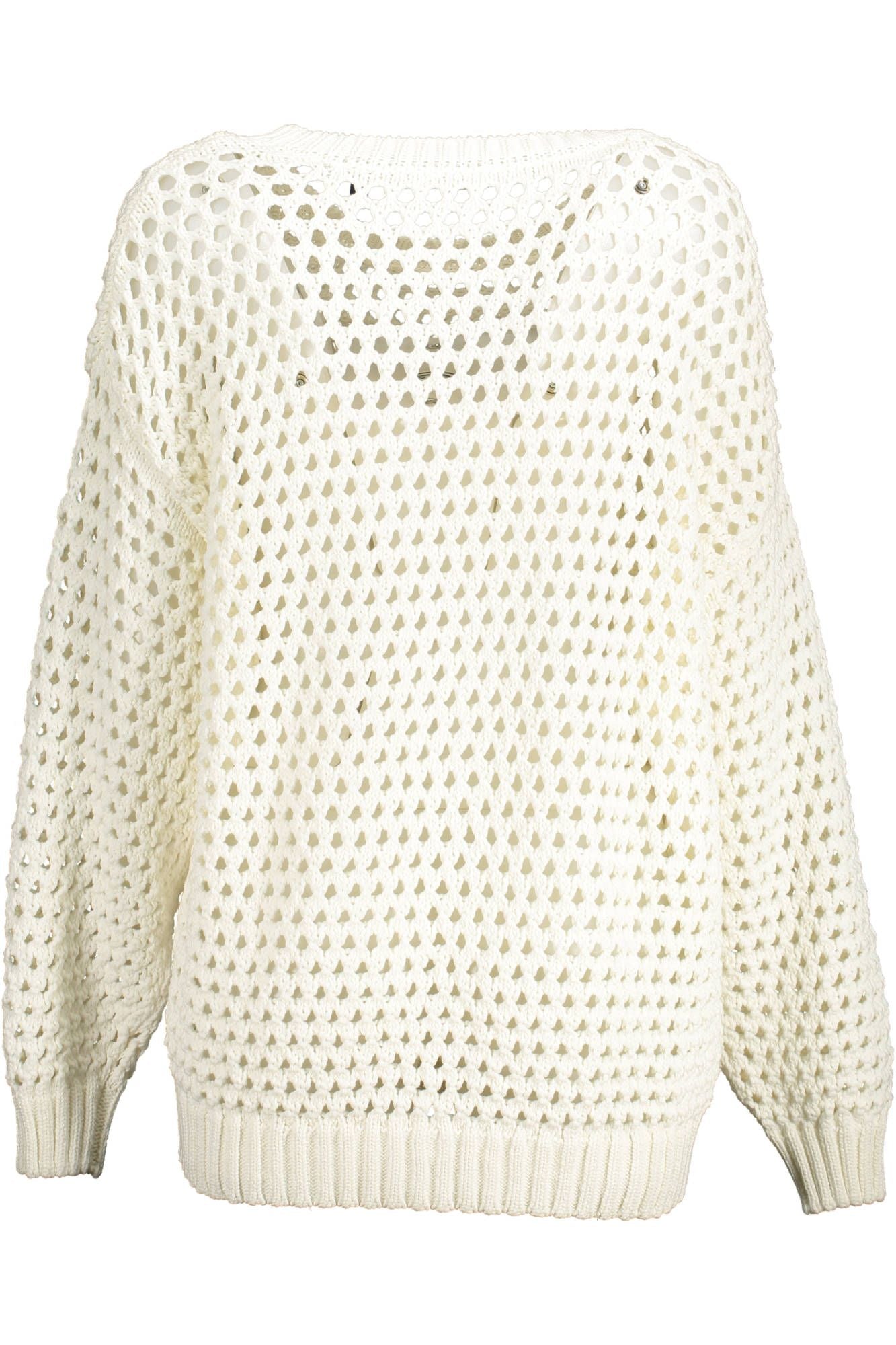 White Cotton Women Sweater - GlamHub Luxury and Icon Brand Clothing