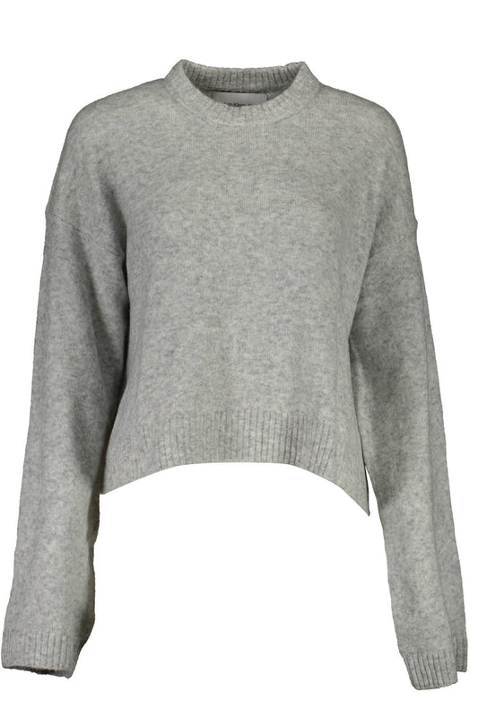 Gray Wool Women Sweater - GLAMHUB BOUTIQUE 