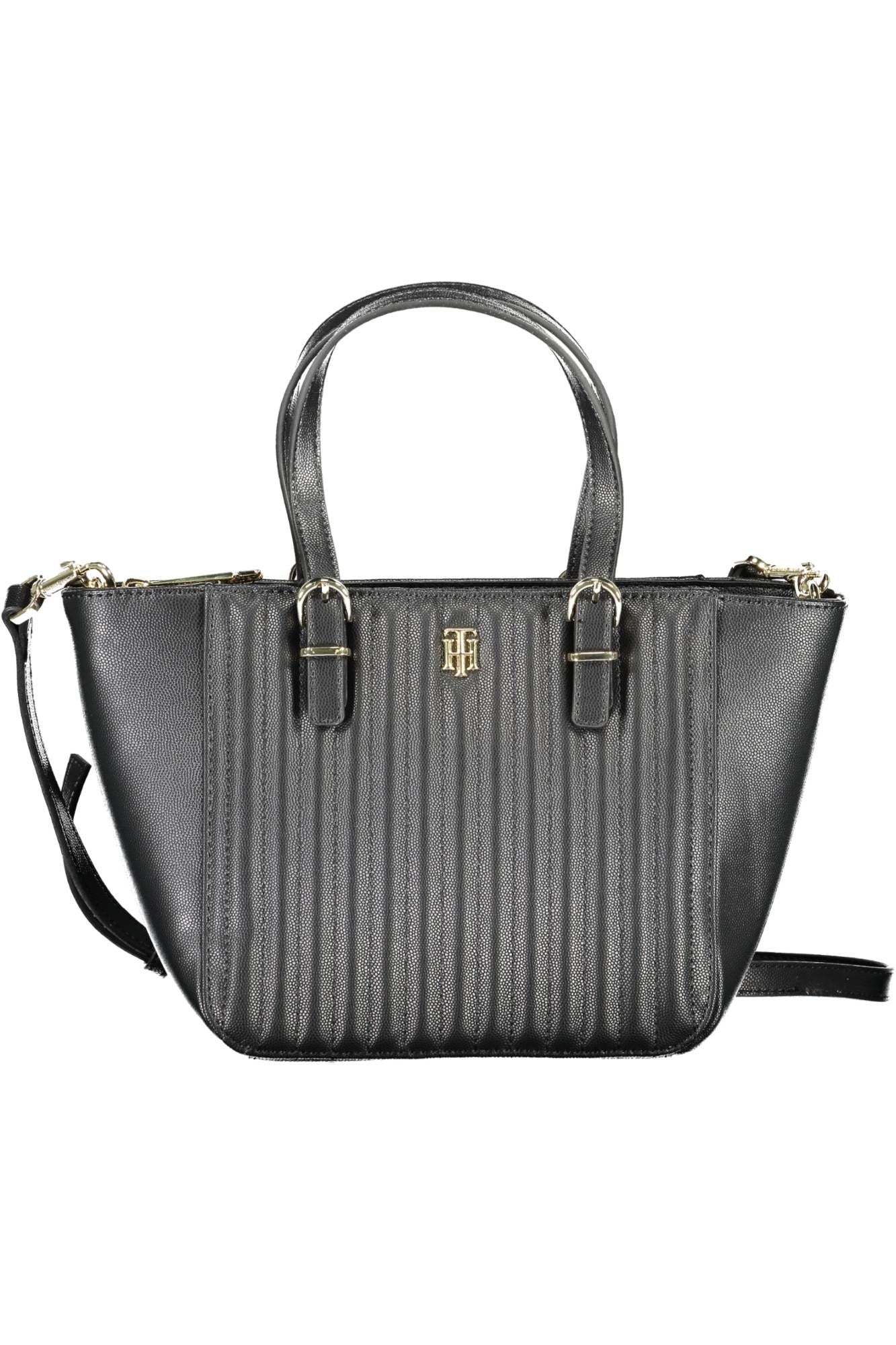 Black Polyethylene Women Handbag - GLAMHUB BOUTIQUE 