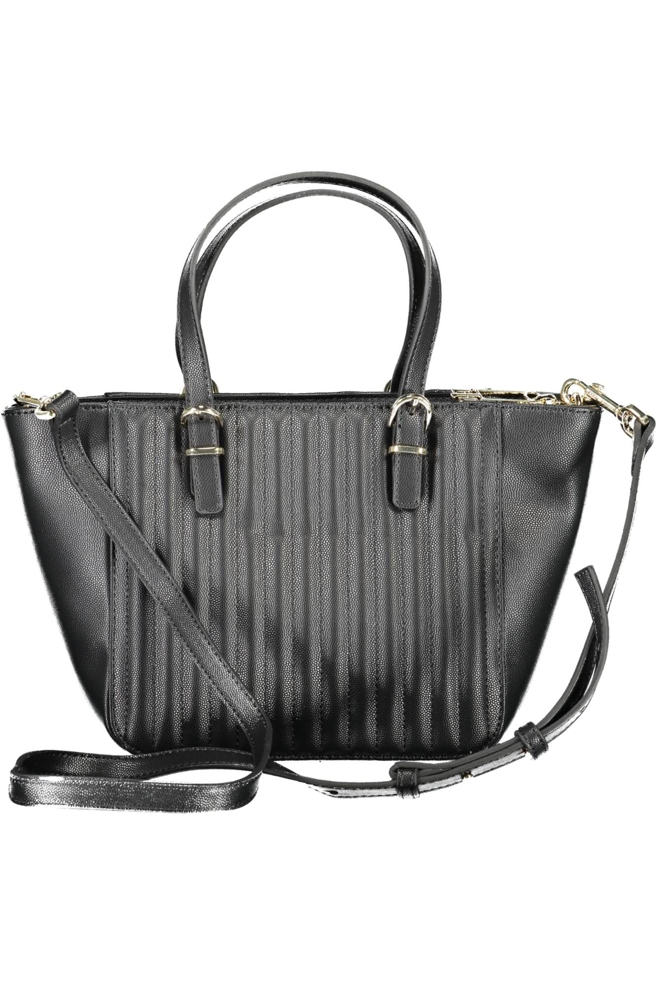 Black Polyethylene Women Handbag - GLAMHUB BOUTIQUE 