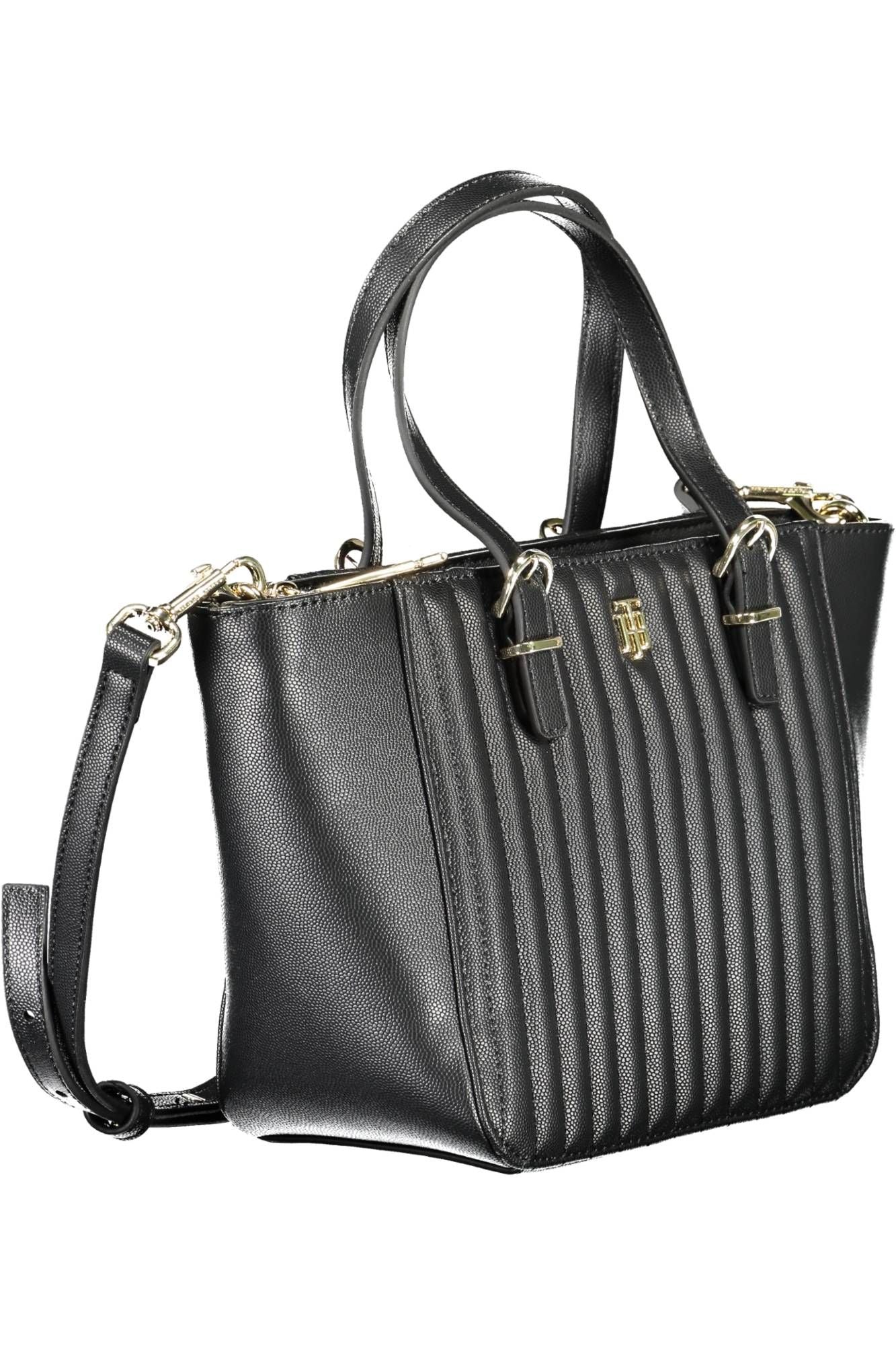 Black Polyethylene Women Handbag - GLAMHUB BOUTIQUE 