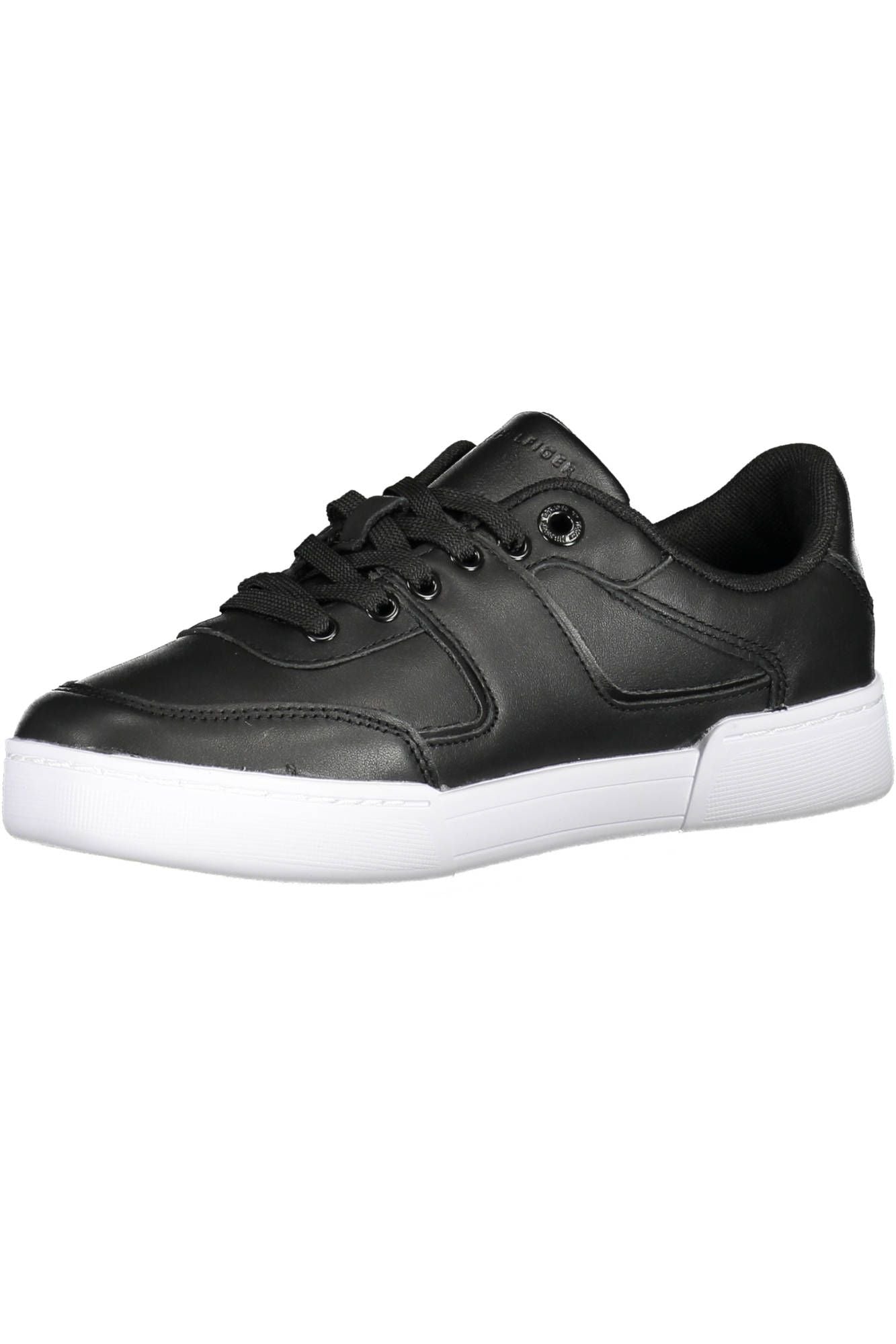 Black Leather Women Sneaker - GLAMHUB BOUTIQUE 