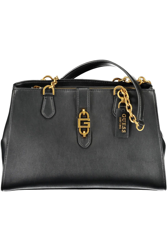 Black Polyethylene Women Handbag - GLAMHUB BOUTIQUE 