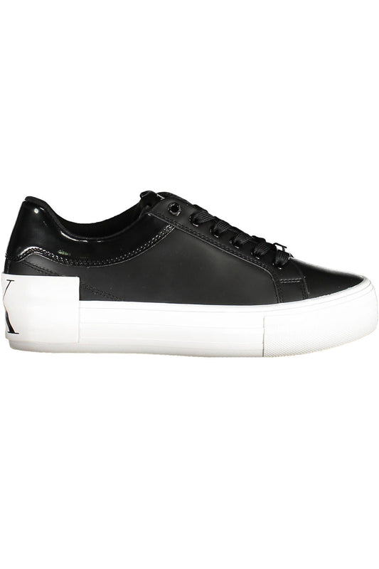 Black Leather Women Sneaker - GLAMHUB BOUTIQUE 