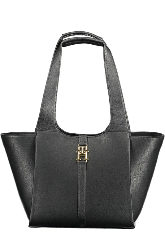 Black Polyethylene Women Handbag - GLAMHUB BOUTIQUE 