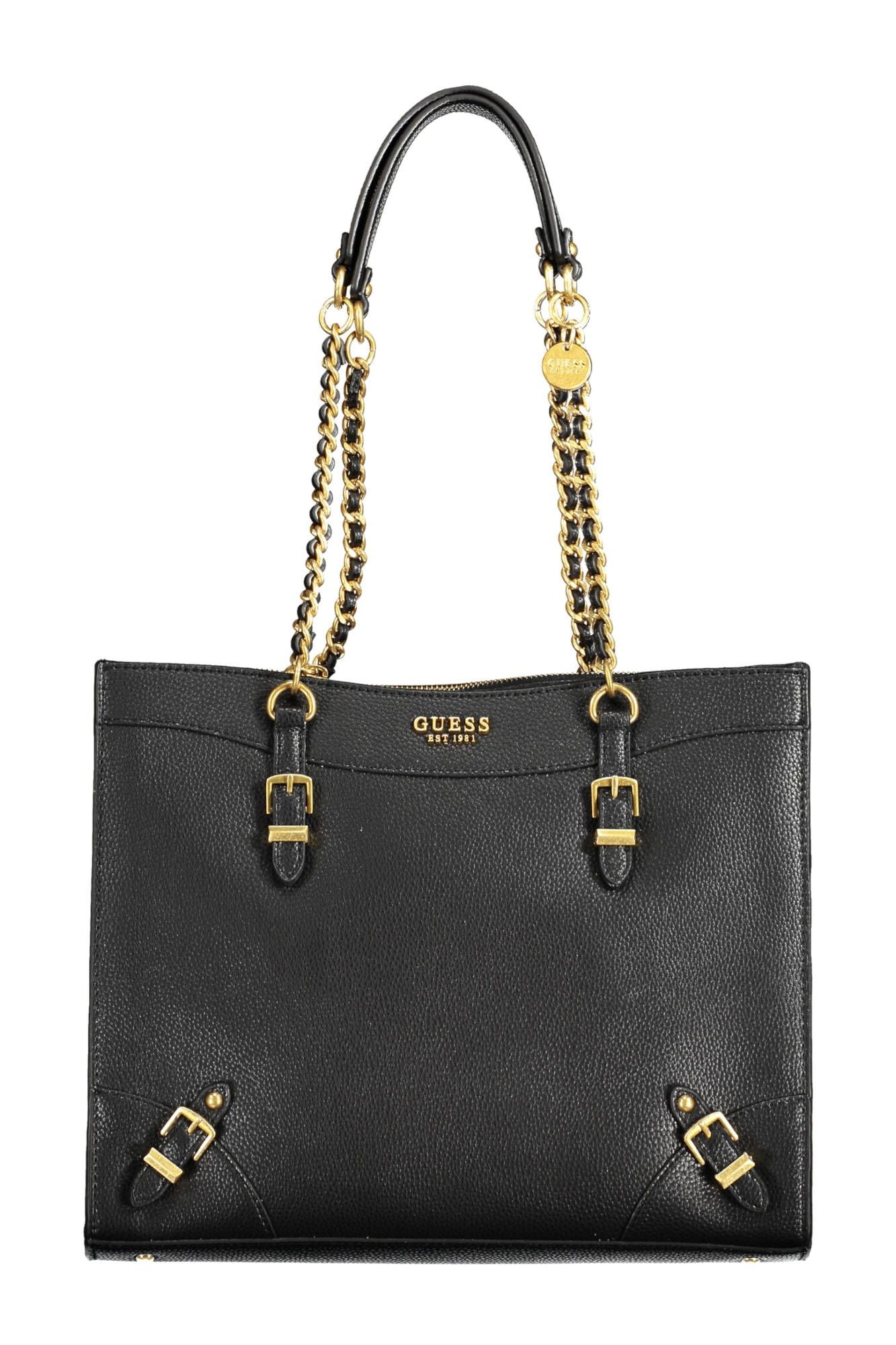 Black Polyethylene Women Handbag - GLAMHUB BOUTIQUE 