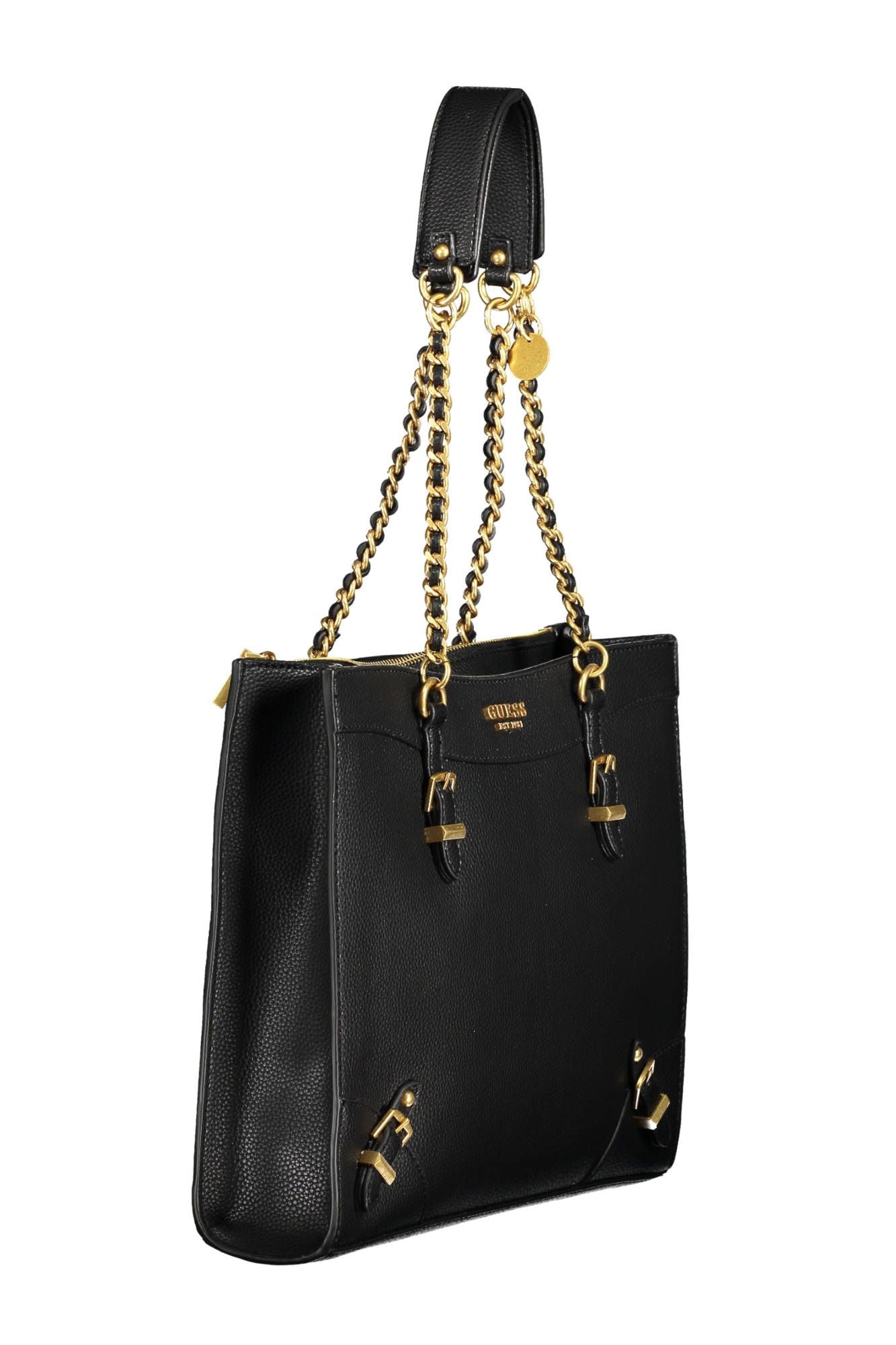 Black Polyethylene Women Handbag - GLAMHUB BOUTIQUE 