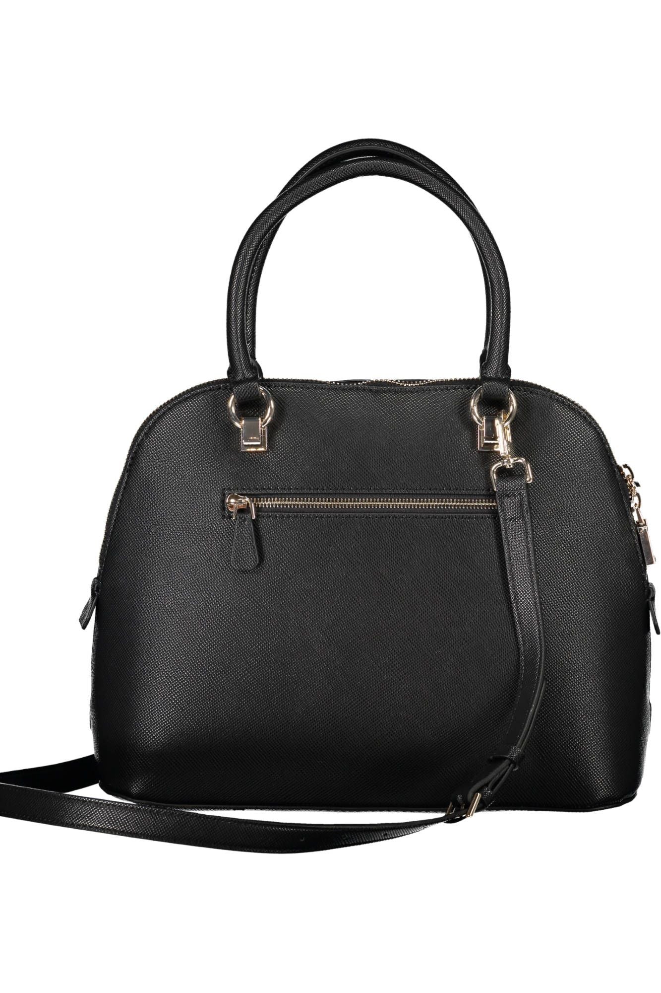 Black Polyethylene Women Handbag - GLAMHUB BOUTIQUE 