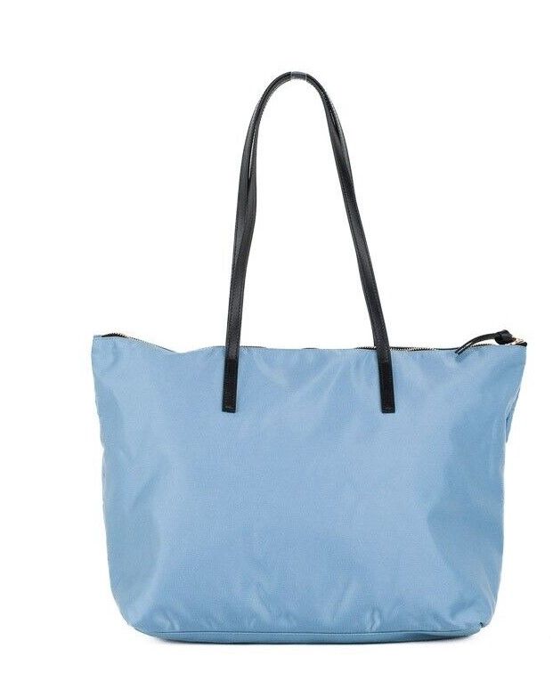 Portuna Medusa Medium Cornflower Blue Nylon Leather Tote Bag Purse - GLAMHUB BOUTIQUE 