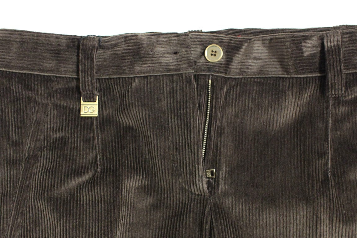 Elegant Brown Cotton Trousers - GlamHub Luxury and Icon Brand Clothing