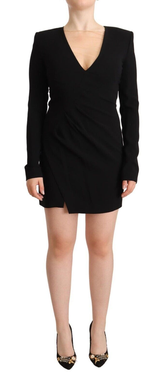 Elegant Black V-Neck Mini Dress - GLAMHUB BOUTIQUE 