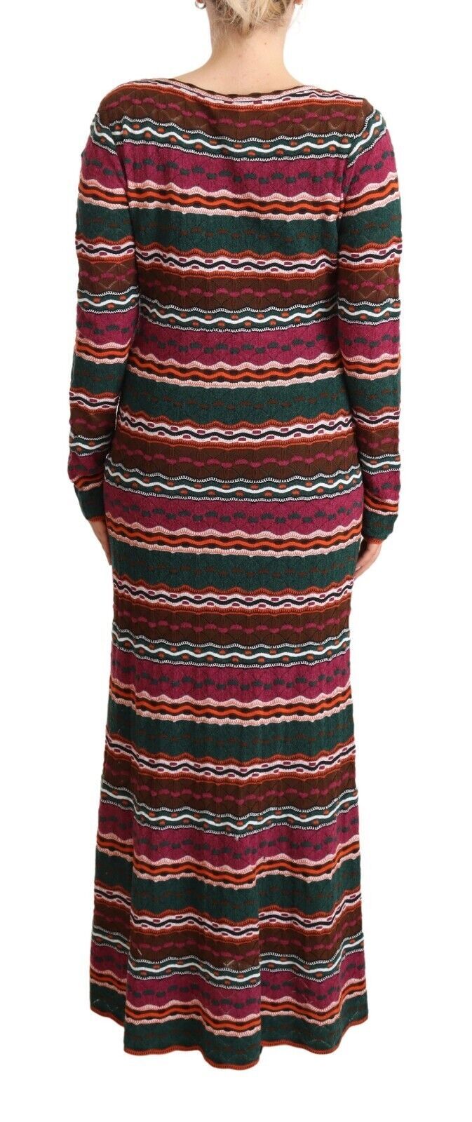 Multicolor Striped Long Sleeve Sheath Dress - GlamHub Luxury and Icon Brand Clothing