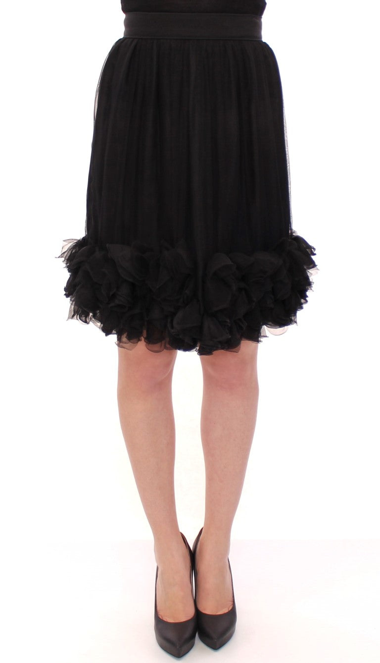 Elegant Silk Black Skirt for Evenings - GlamHub Luxury and Icon Brand Clothing