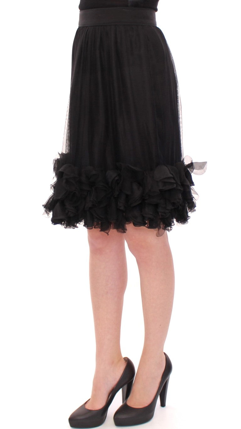 Elegant Silk Black Skirt for Evenings - GlamHub Luxury and Icon Brand Clothing