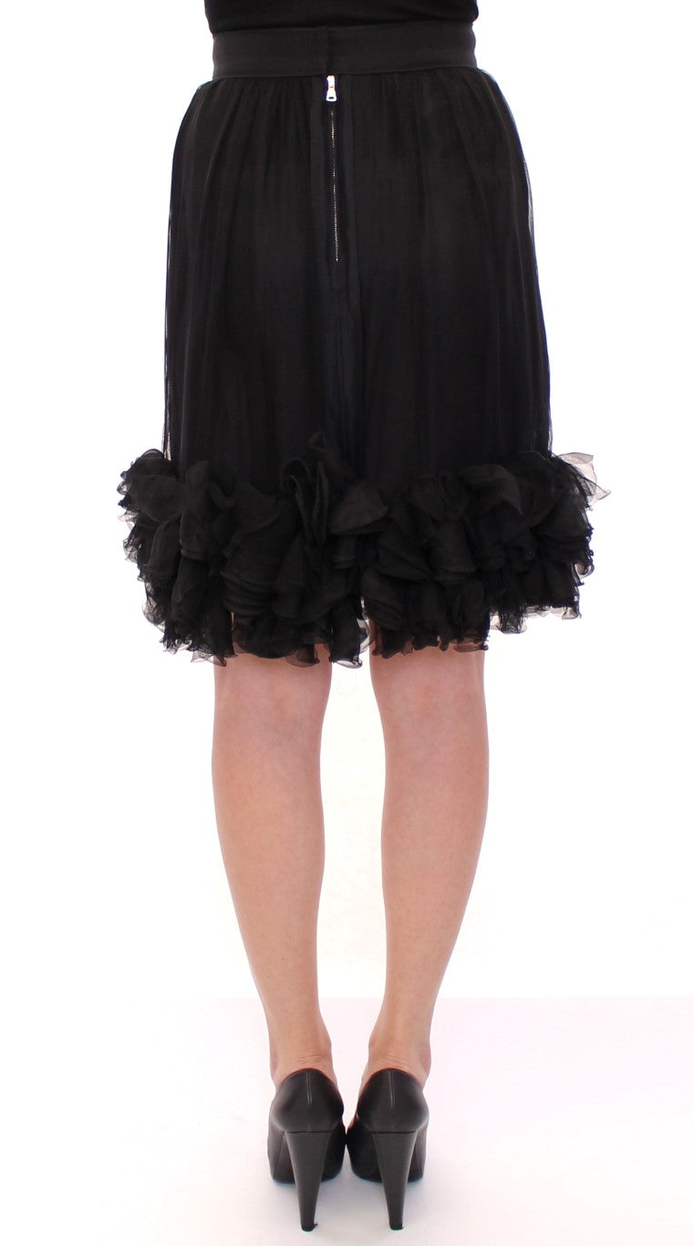 Elegant Silk Black Skirt for Evenings - GlamHub Luxury and Icon Brand Clothing