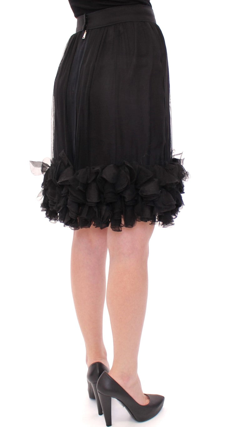 Elegant Silk Black Skirt for Evenings - GlamHub Luxury and Icon Brand Clothing