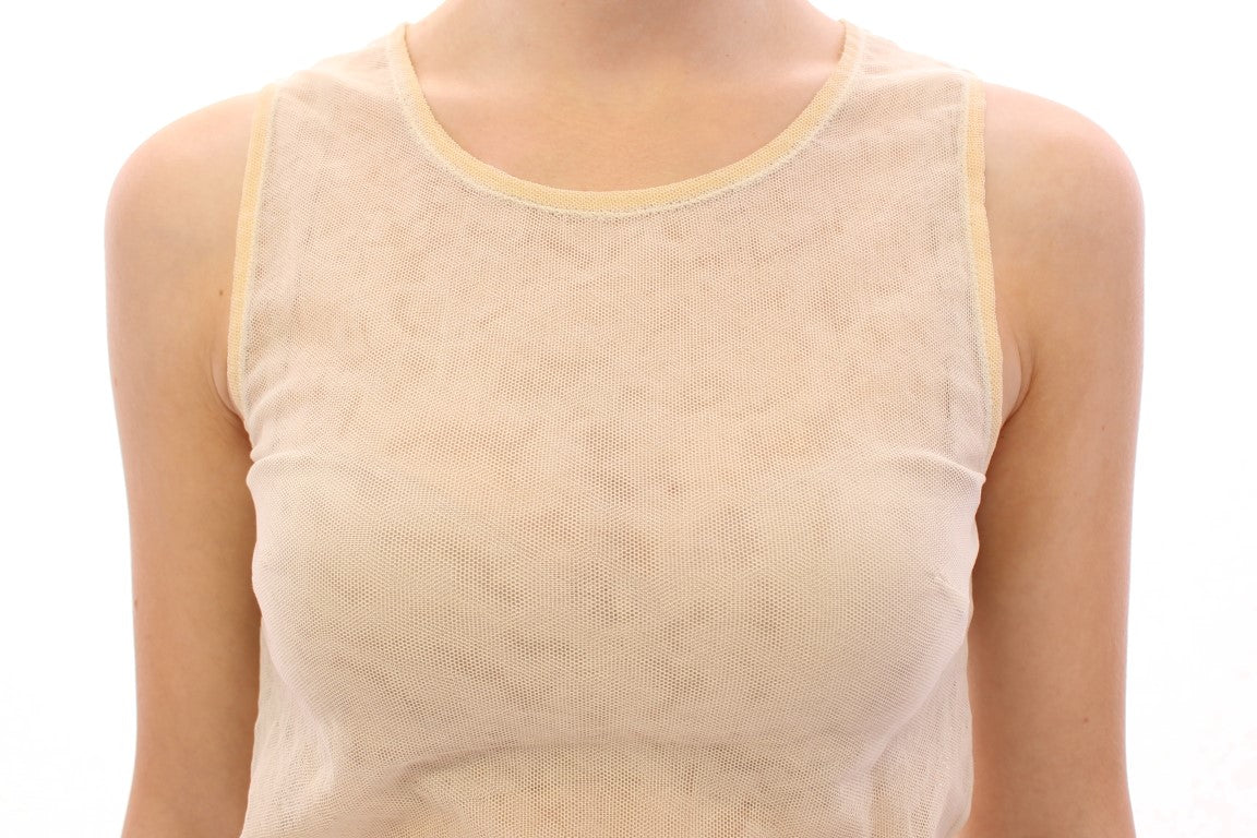 Elegant Beige Tank Top Blouse - GlamHub Luxury and Icon Brand Clothing