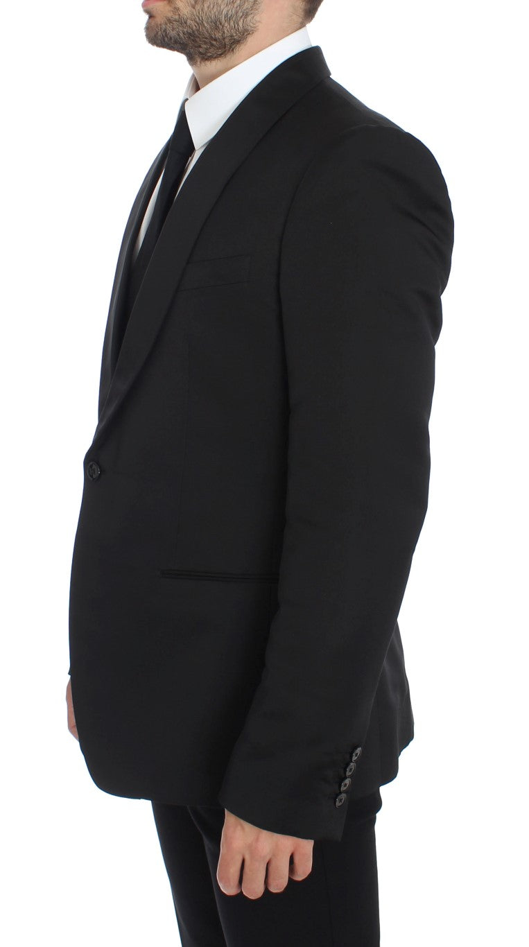 Exclusive Black Silk One Button Blazer - GlamHub Luxury and Icon Brand Clothing