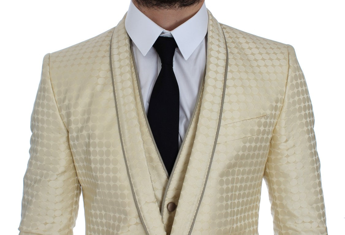 Sophisticated Beige Polka Dotted Blazer & Vest - GlamHub Luxury and Icon Brand Clothing