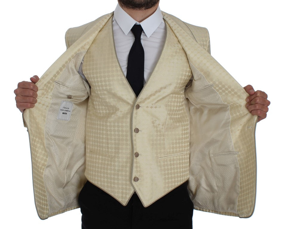 Sophisticated Beige Polka Dotted Blazer & Vest - GlamHub Luxury and Icon Brand Clothing