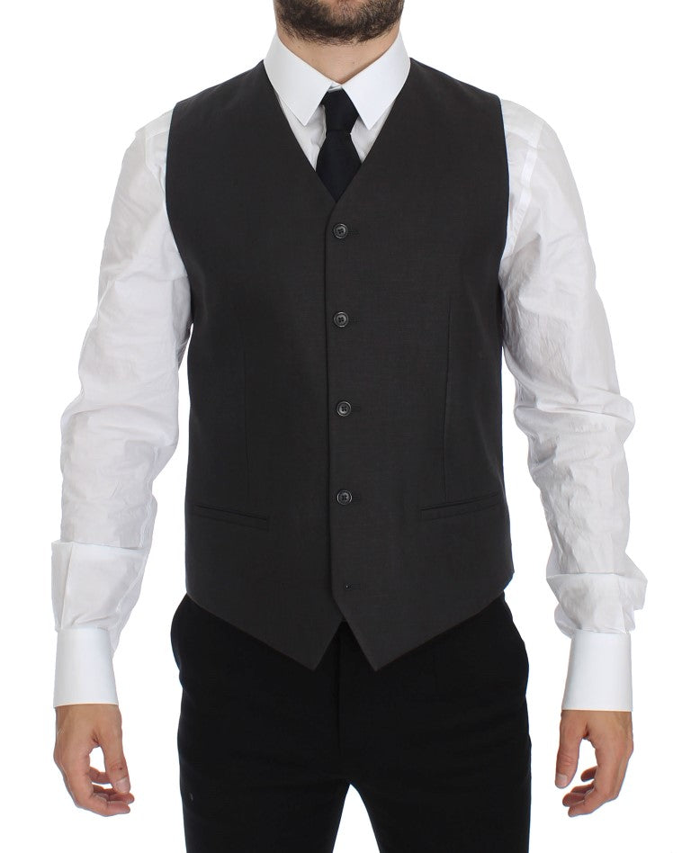 Elegant Gray Linen Slim Fit Blazer and Vest - GlamHub Luxury and Icon Brand Clothing