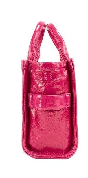 The Shiny Crinkle Mini Tote Magenta Leather Crossbody Handbag Purse - GLAMHUB BOUTIQUE 