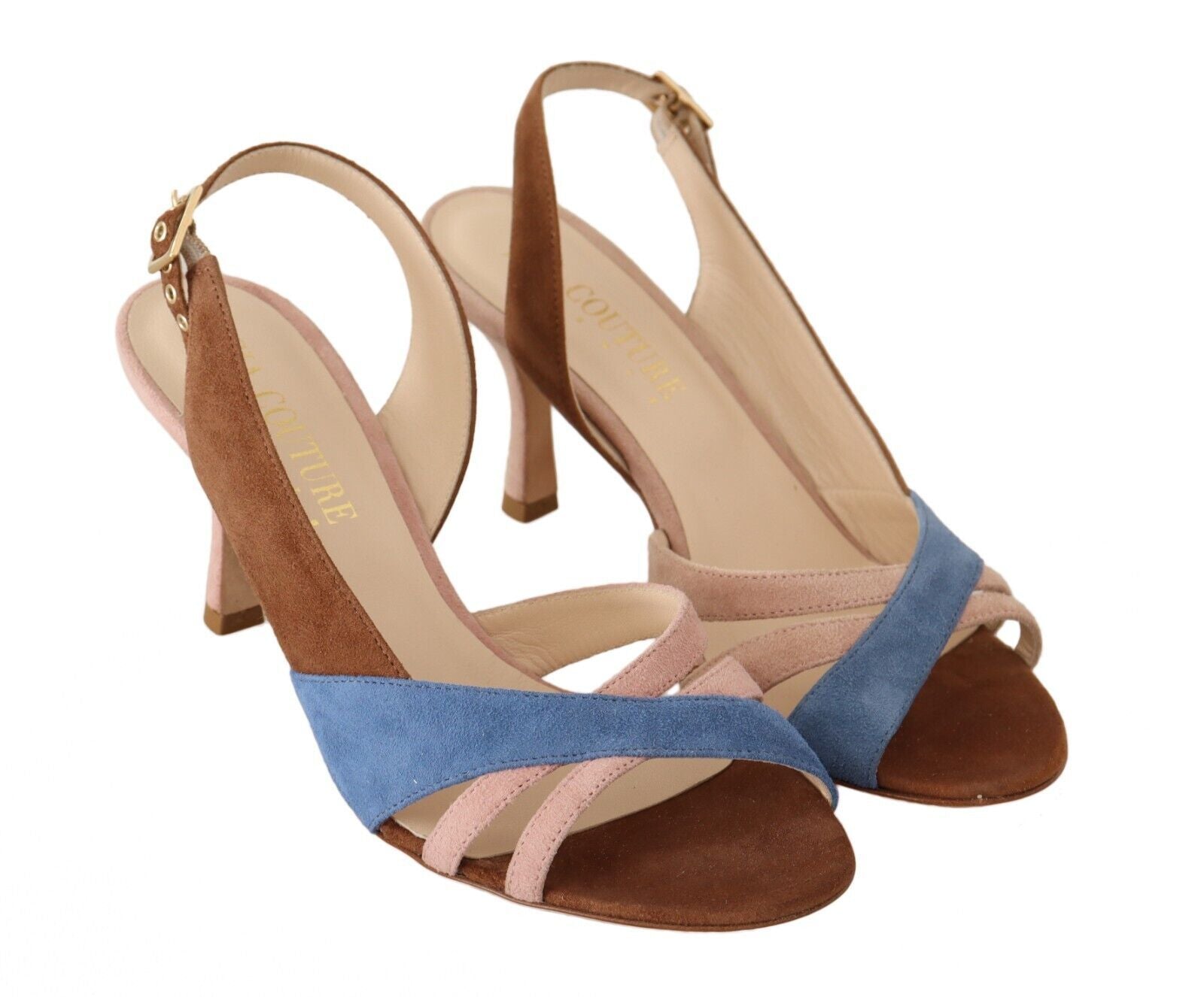 Chic Multicolor Suede Slingback Heel Sandals - GlamHub Luxury and Icon Brand Clothing