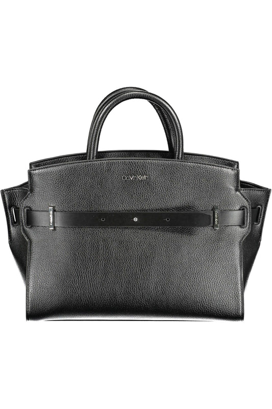 Black Polyethylene Women Handbag - GLAMHUB BOUTIQUE 