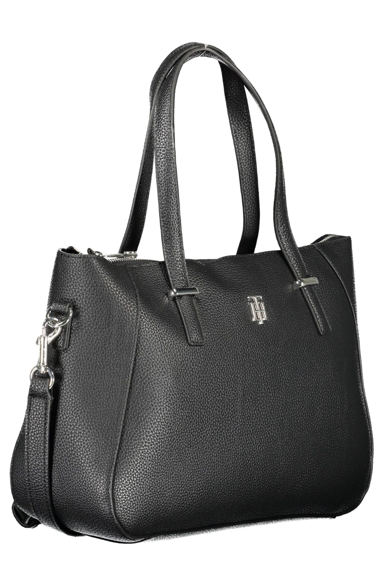 Black Polyethylene Women Handbag - GLAMHUB BOUTIQUE 