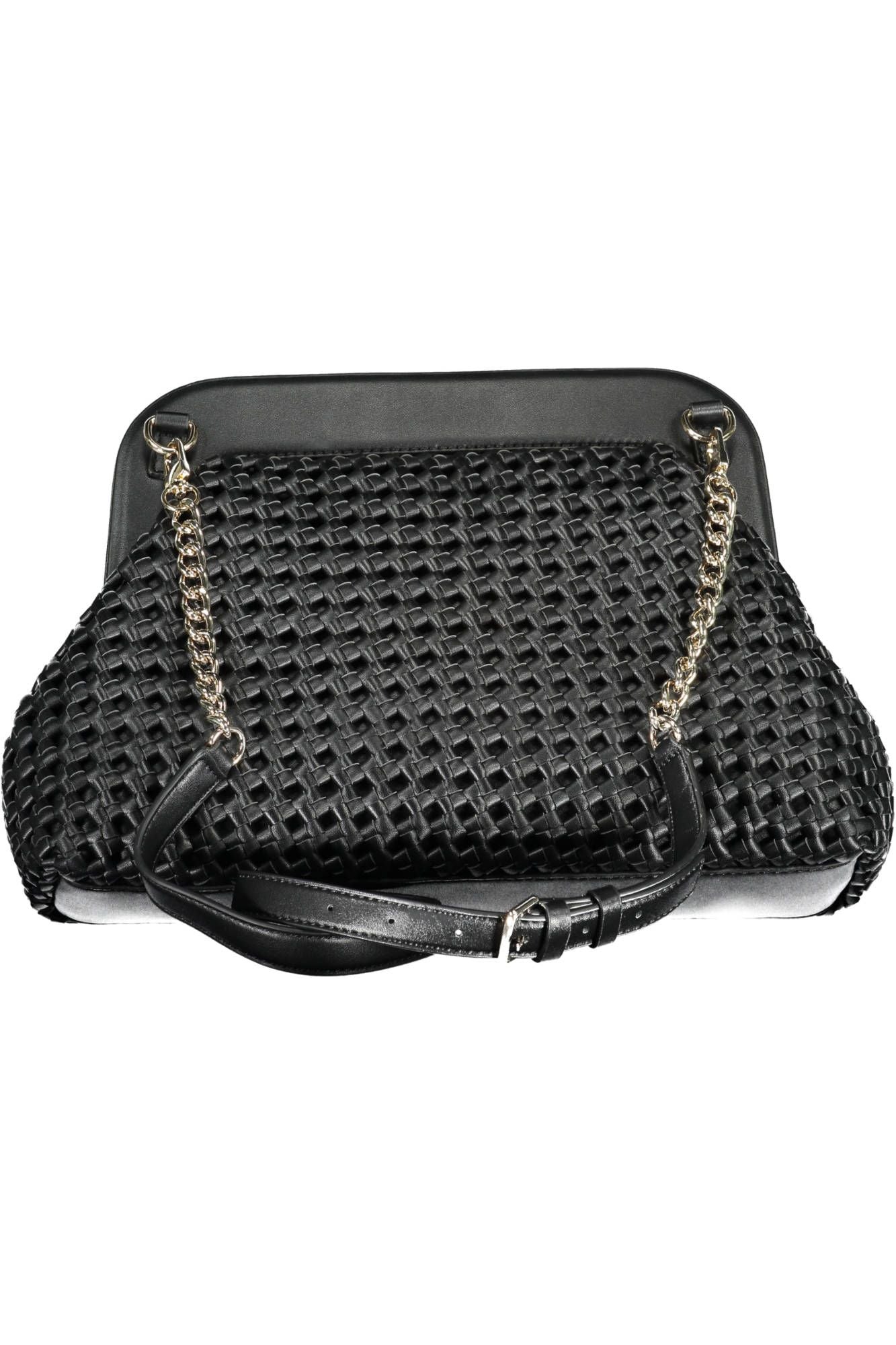 Black Polyethylene Women Handbag - GLAMHUB BOUTIQUE 