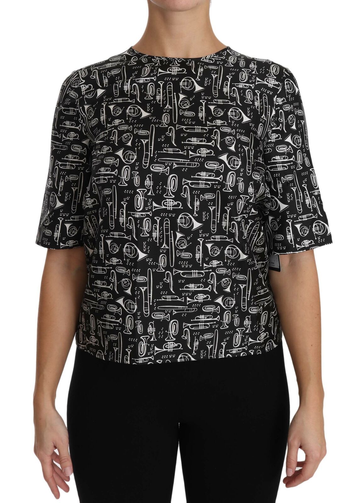 Dolce & Gabbana Exquisite Trumpet Print Silk Blouse