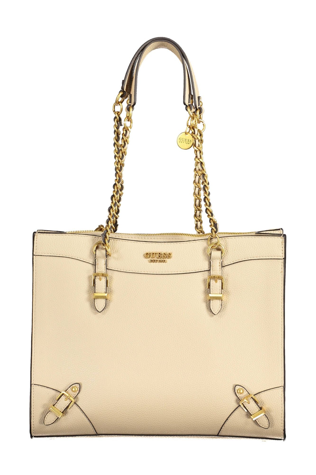 Beige Polyethylene Women Handbag - GLAMHUB BOUTIQUE 