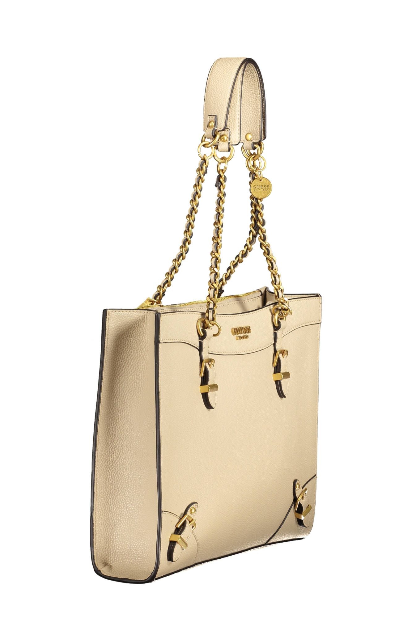 Beige Polyethylene Women Handbag - GLAMHUB BOUTIQUE 