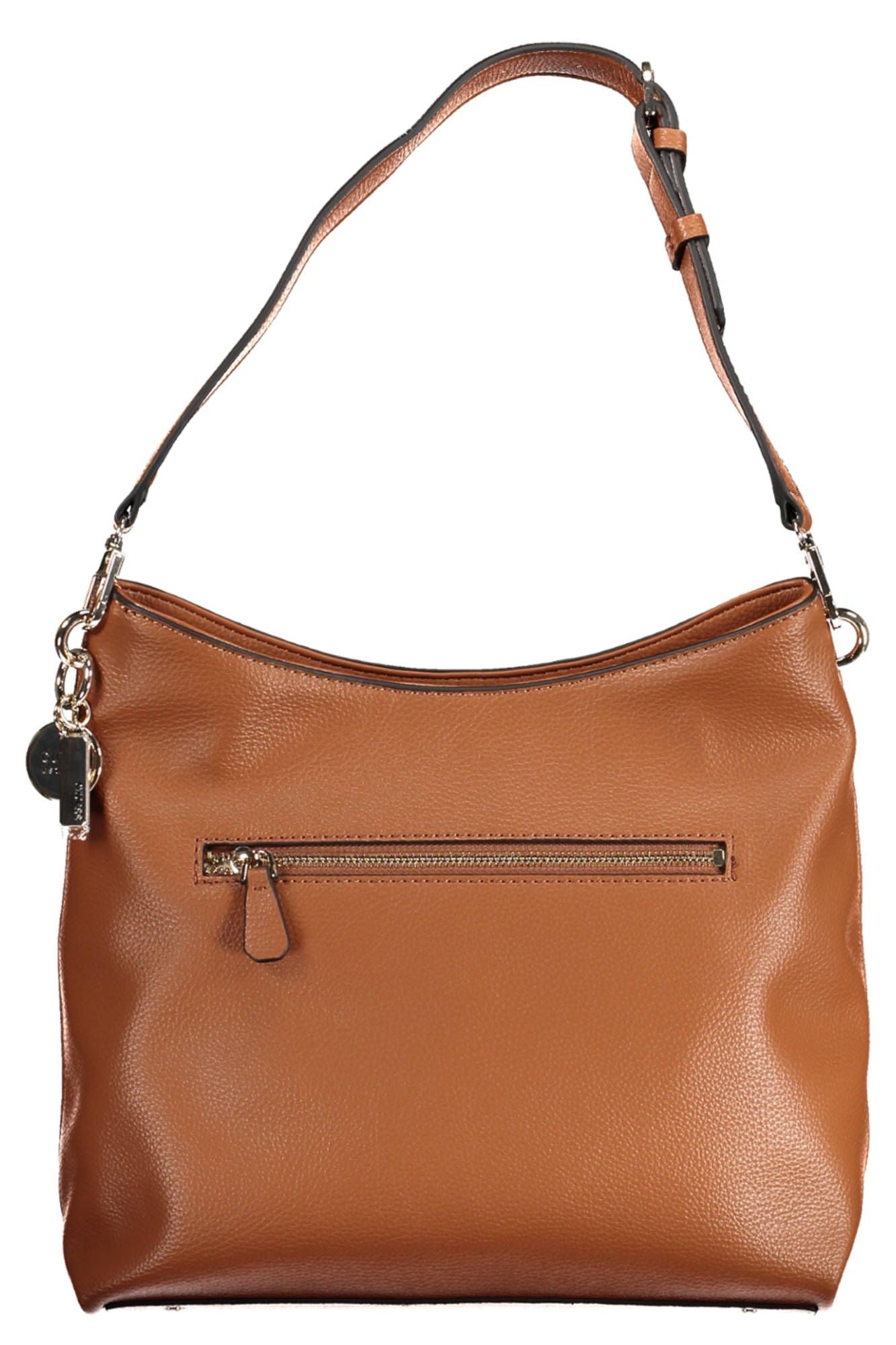 Brown Polyethylene Women Handbag - GLAMHUB BOUTIQUE 