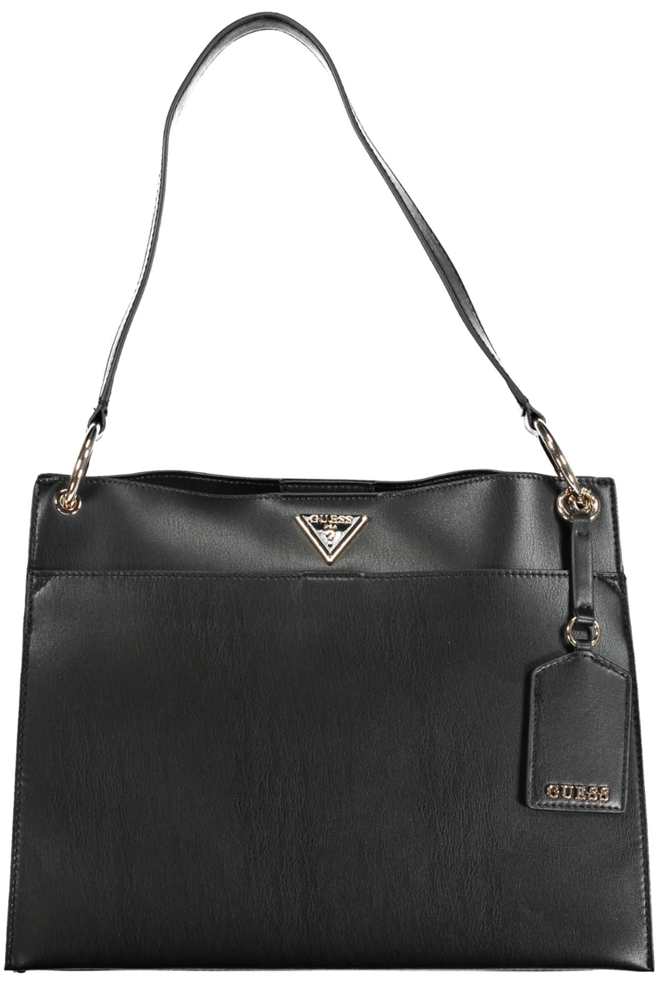 Black Polyethylene Women Handbag - GLAMHUB BOUTIQUE 