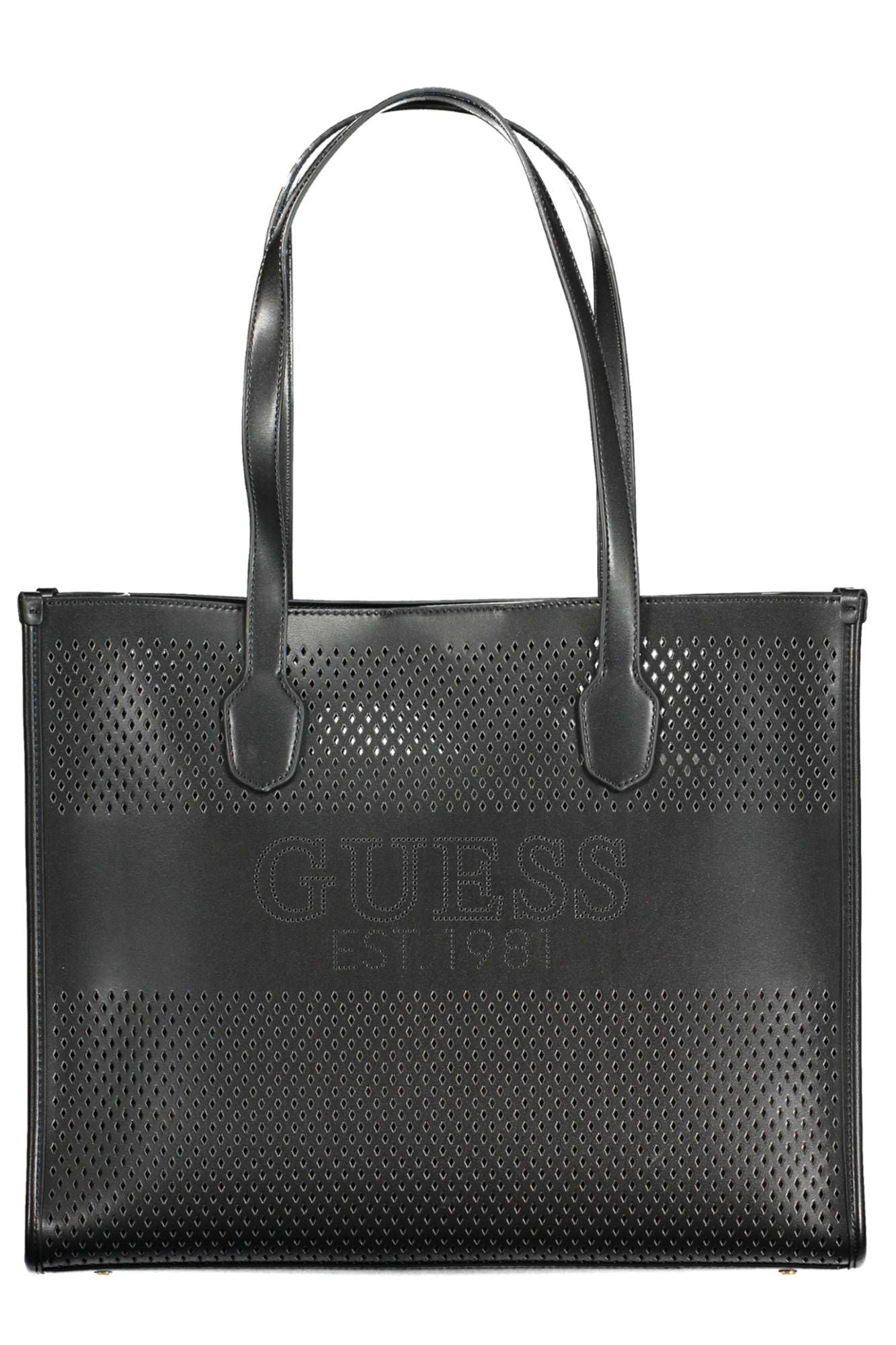 Black Polyethylene Women Handbag - GLAMHUB BOUTIQUE 