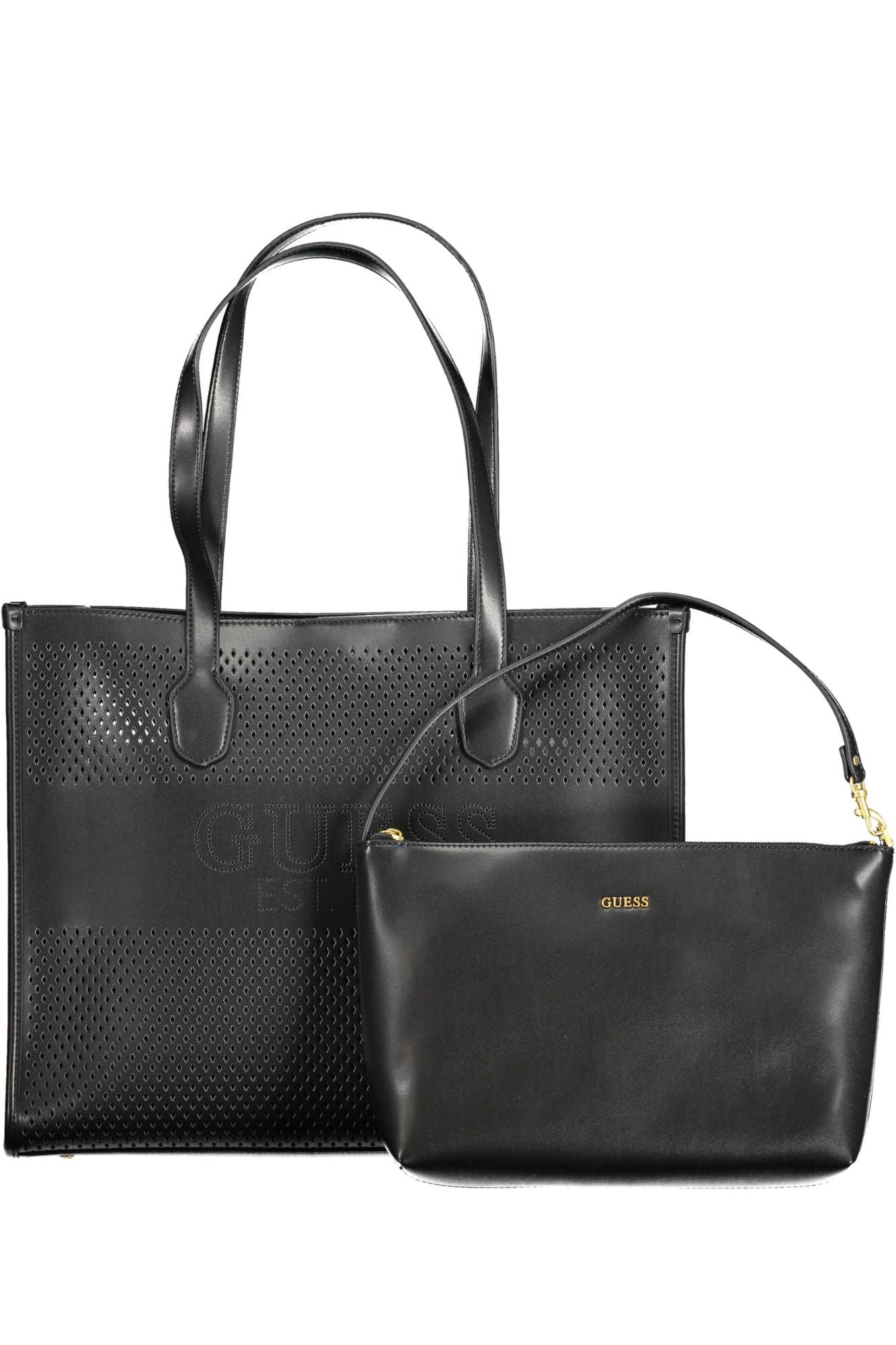 Black Polyethylene Women Handbag - GLAMHUB BOUTIQUE 