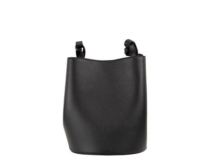 Lorne Small Black Pebbled Leather Bucket Crossbody Handbag Purse - GLAMHUB BOUTIQUE 