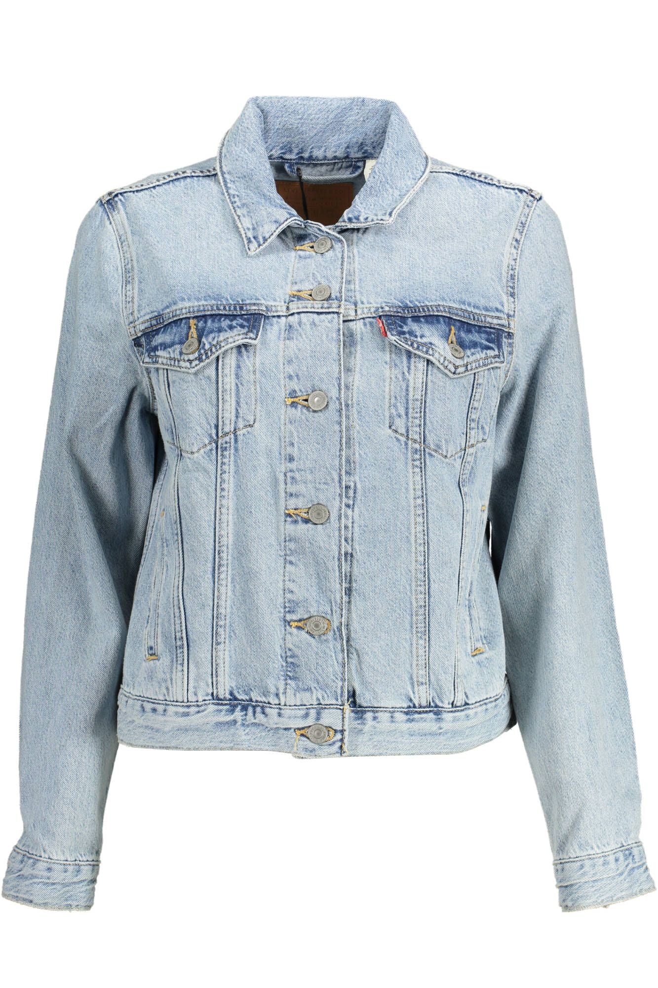 Light Blue Cotton Women Jacket - GLAMHUB BOUTIQUE 