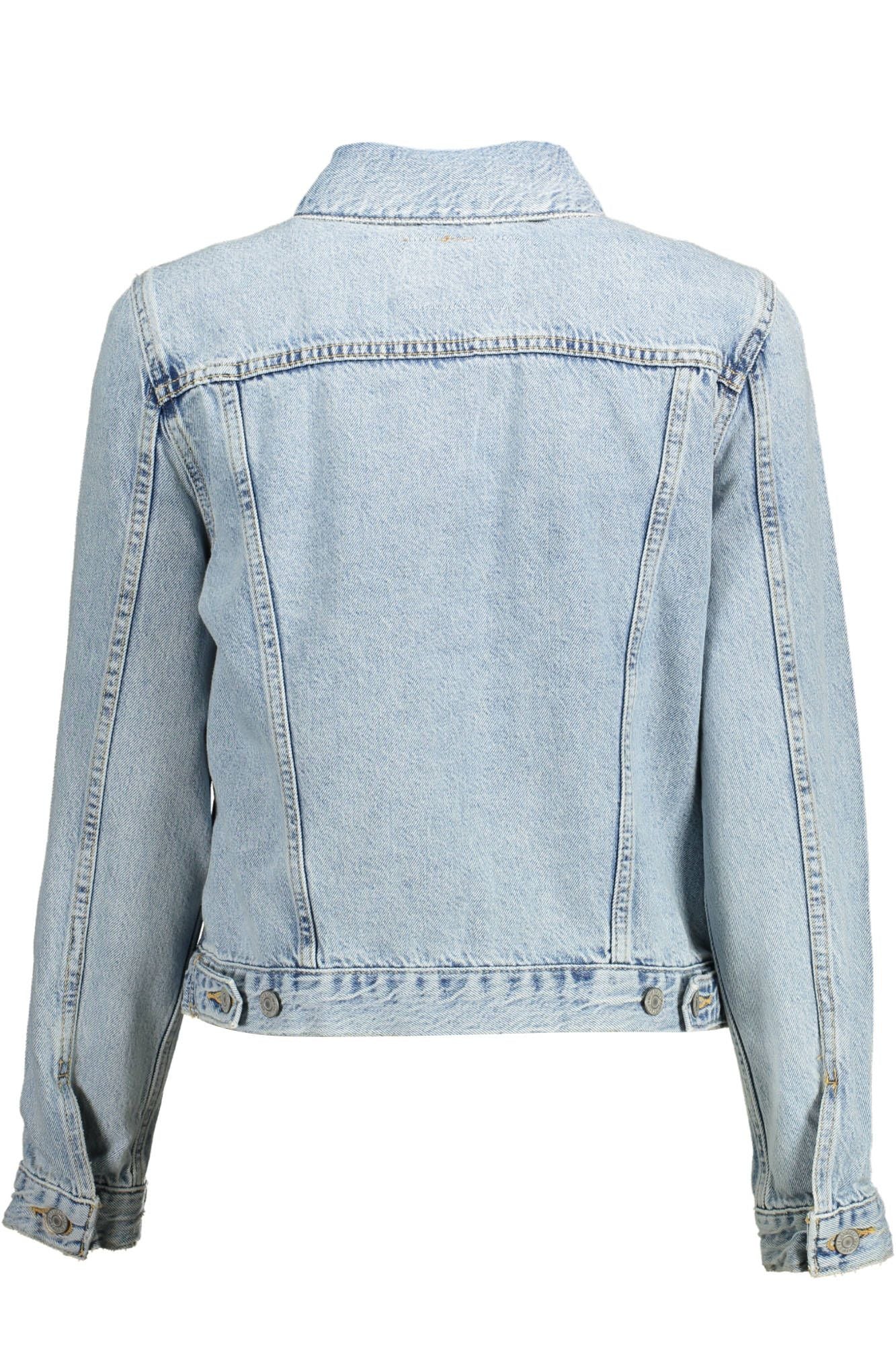 Light Blue Cotton Women Jacket - GLAMHUB BOUTIQUE 