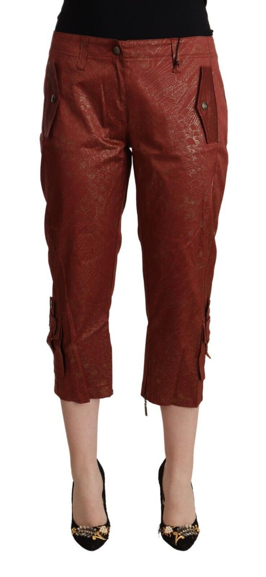 Chic Brown Cropped Cotton Pants - GLAMHUB BOUTIQUE 