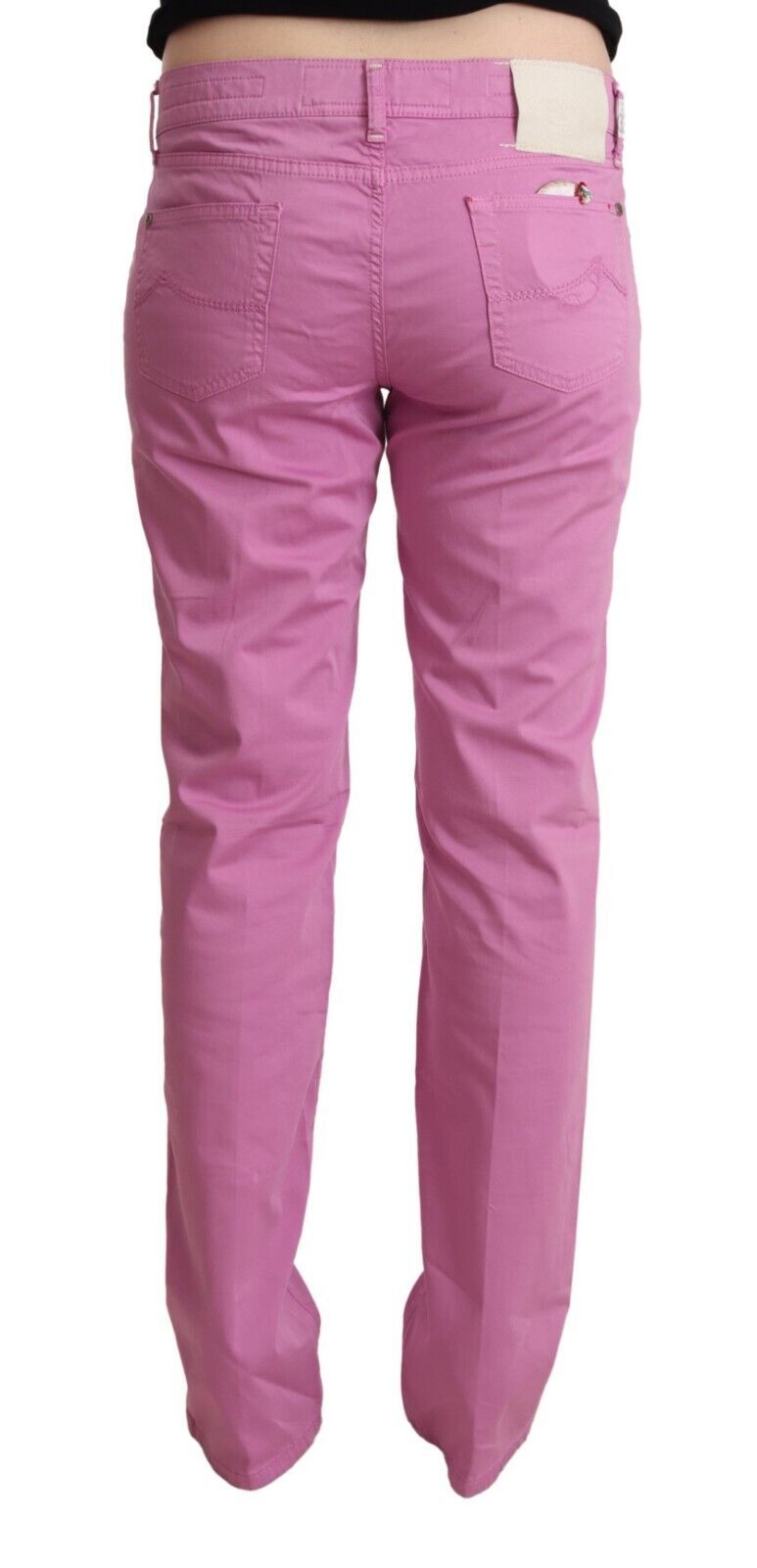 Elegant Tapered Pink Denim Jeans - GlamHub Luxury and Icon Brand Clothing