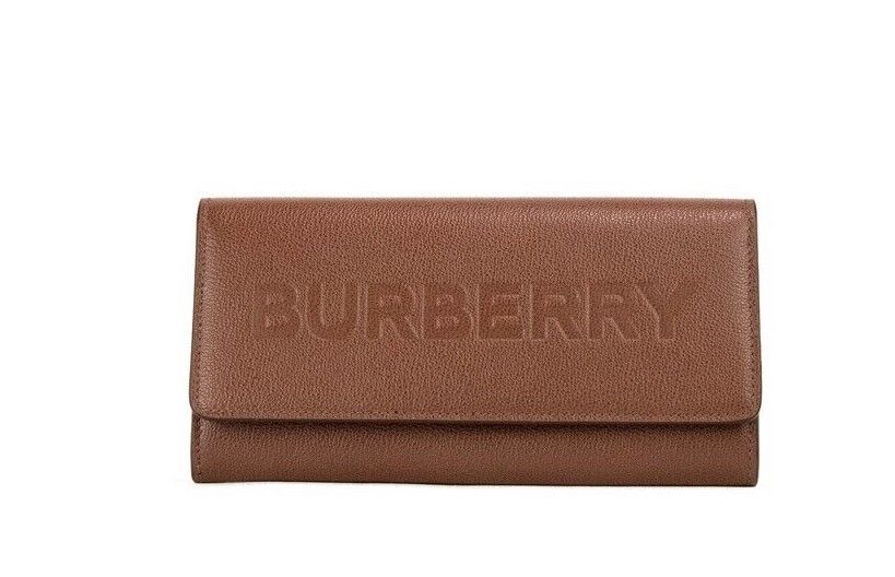 Porter Tan Grained Leather Embossed Continental Clutch Flap Wallet Brown - GLAMHUB BOUTIQUE 