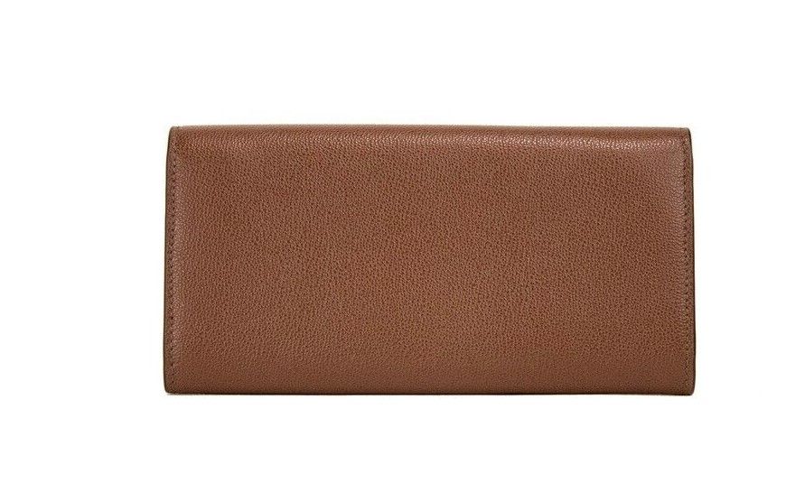 Porter Tan Grained Leather Embossed Continental Clutch Flap Wallet Brown - GLAMHUB BOUTIQUE 