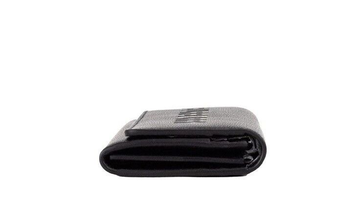 Porter Black Grained Leather Branded Logo Embossed Clutch Flap Wallet - GLAMHUB BOUTIQUE 