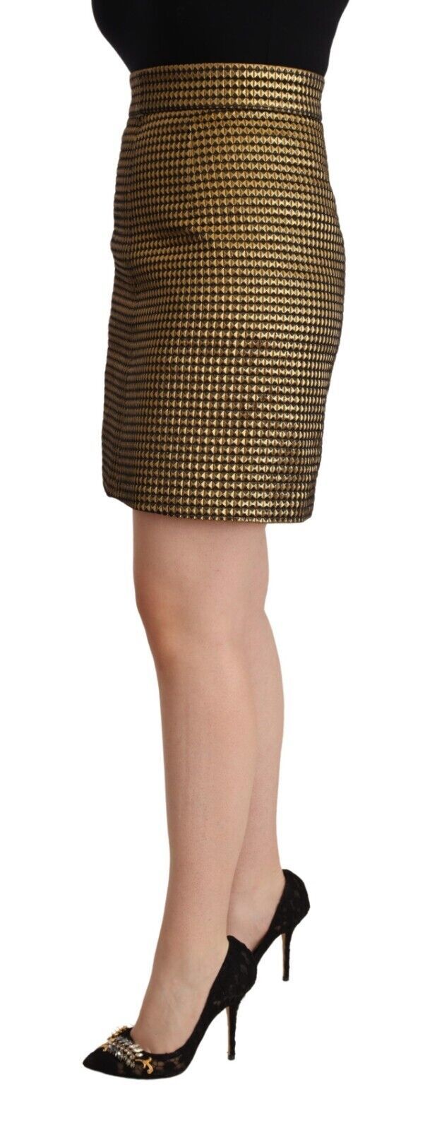 Elegant High-Waisted Gold-Black Skirt - GlamHub Luxury and Icon Brand Clothing